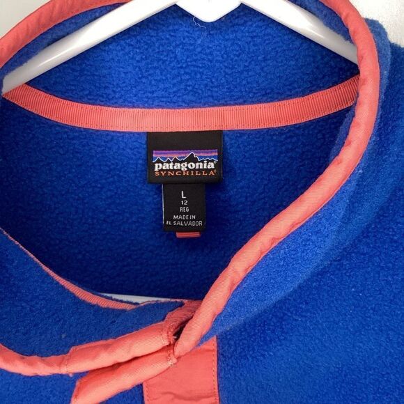 EUC youthPatagonia Synchilla Snap T Pullover Fleece large blue‎ pink - Picture 3 of 4